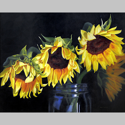 sunflowers in ball jar