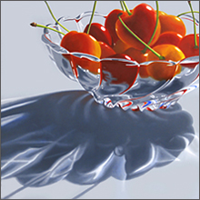 rainier cherries in glass bowl